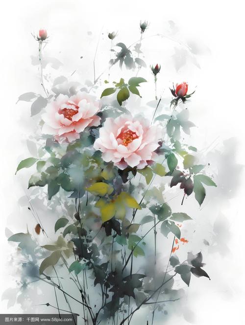 用Photoshop制作雅致鲜花水墨画：准备素材与调整对比度详解